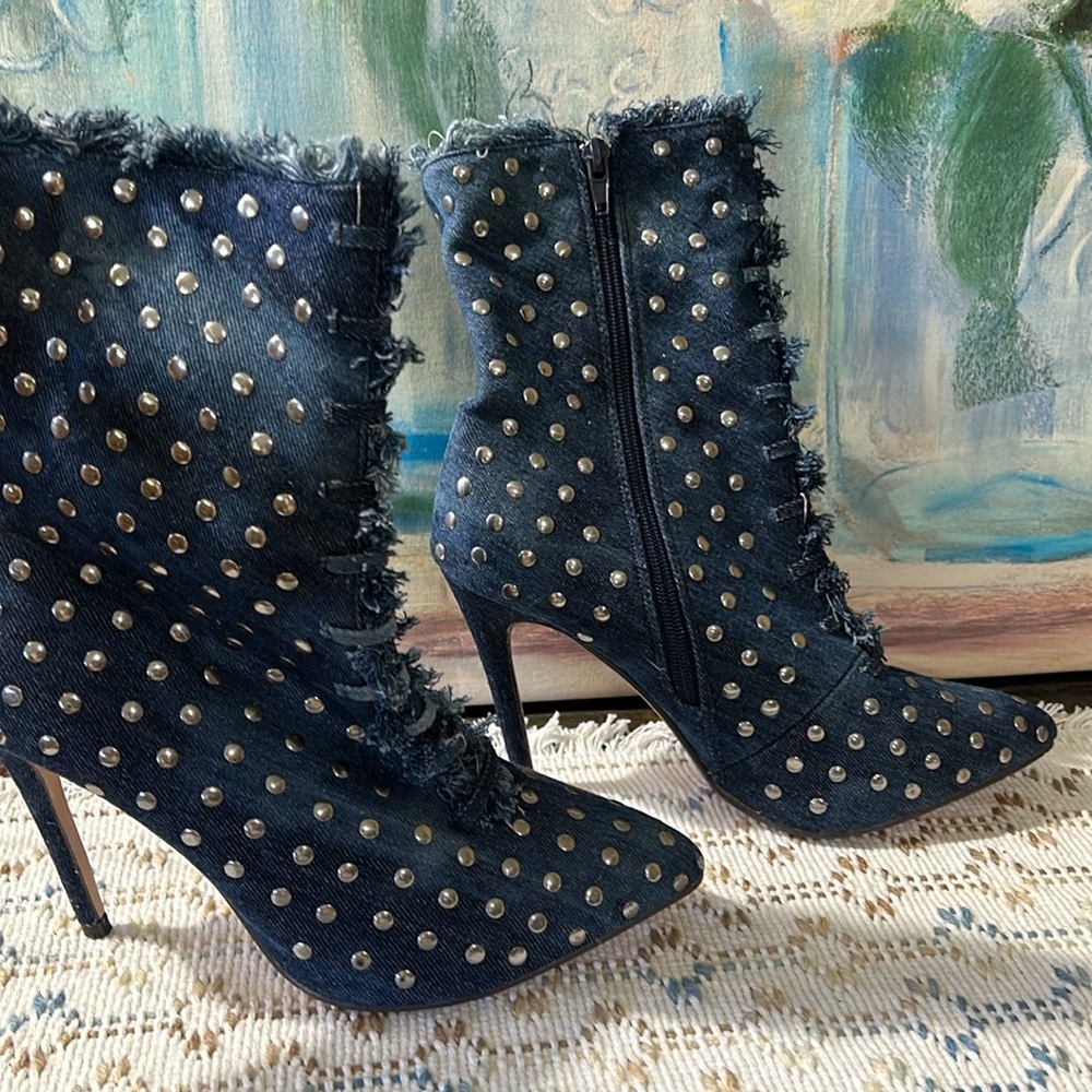 Denim half calf 4 inch heels, blue size 8 1/2 - Picture 5 of 6